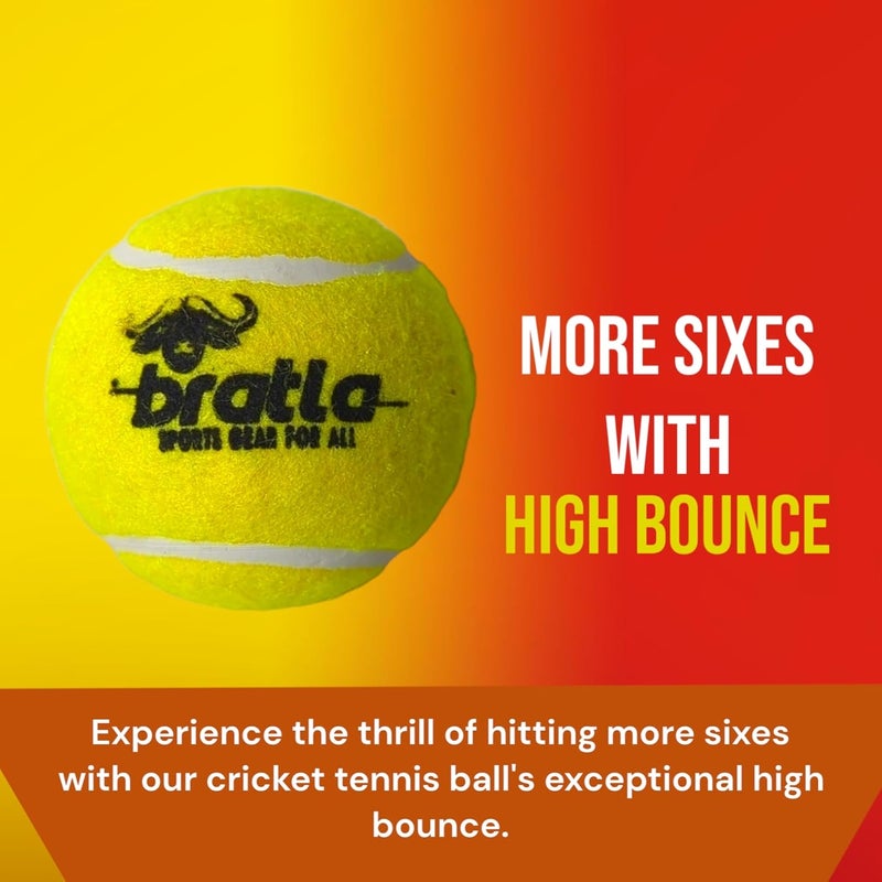 Bratla Pro Tennis Balls for Cricket - Lightweight Cricket Ball Tennis Ball for Tape Ball Cricket Bat - Image 2
